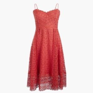 J.Crew Daisy Lace Midi Dress in Coral